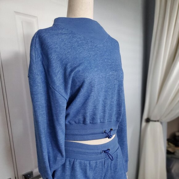 Flirtitude Terry Cotton Long Sleeved Top & Short Set BLUE - Picture 4 of 7